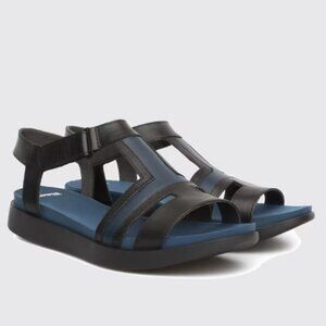 CAMPER Miri T-Strap Sandals 35 5 Low Platform Black Leather 22558 Lightweight